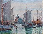 Max Arthur Stremel Schiffe an der Zattere in Venedig Sweden oil painting artist